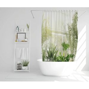 East Urban Home Ellarae Polyester Shower Curtain brown/gray/green 170.0 H x 170.0 W cm