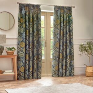 Marlow Home Co. Almund Floral Jacquard Pencil Pleat Curtains orange/green/blue/navy/yellow 183.0 H x 117.0 W cm
