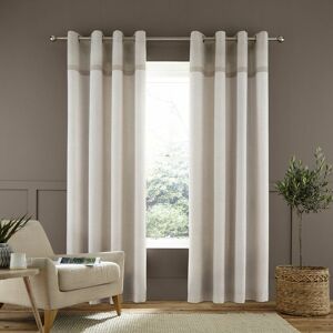 Melville Woven Texture Eyelet Curtains, Natural, 46 x 54 Inch - Catherine Lansfield