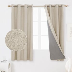 Deconovo - Eyelet Full Blackout Curtains with Coating Back Layer 2 Panels 52 x 54 Inch Linen - Linen