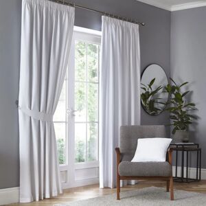 Fusion - Dijon Blackout Pencil Pleat Lined Curtains, White, 46 x 54 Inch