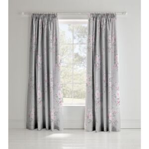 Catherine Lansfield Canterbury Easy Care Pencil Pleat Curtains Grey, 66x72 Inch