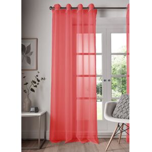 ASAB (Red, 148cm x 137cm) Single Panel Eyelet Top Voile Curtain Pole Rod Pocket Plain