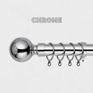 Imperial Rooms (Chrome / Plain Ball, 160-300 cm (63" - 118" In)) Extendable Metal Curtain Pole
