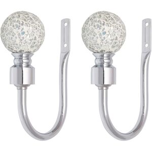 (Nickel, Holdbacks) A.Unique Home Crackle Ball Metal Extendable Curtain Pole wit