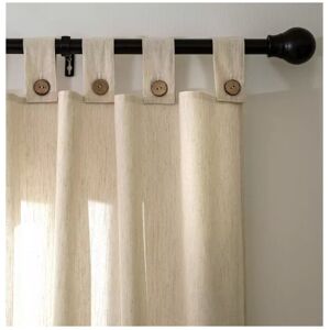 Habitat Button Voile Unlined Tab Top Curtain - Natural