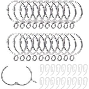 Bingo Trade Curtain Rings and Hooks, 20pcs 32mm Internal Diameter Silver Curtain Ring Metal