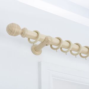 (Antique Vanilla, 150cm) A.Unique Home Ribbed Wooden Curtain Pole with Rings and