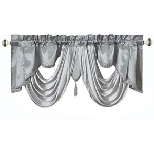 GOHD GOLDEN OCEAN HOME DECOR GOHD Valarie Fancy Window Valance. 54 x 18. Taffeta Fabric with Soft Satin Swag.