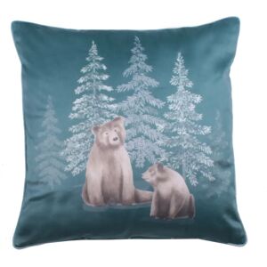 Terrys Fabrics Bear Walks 43cm x 43cm Filled Cushion Teal