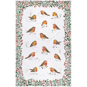 Ulster Weavers Robins & Berry Border Tea Towel White