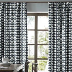 Orla Kiely Oval Flower Curtains Cool Grey