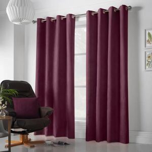 Terrys Fabrics Velvet Chenille Ready Made Eyelet Curtains Aubergine