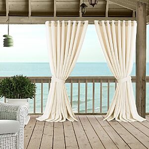 Elrene Home Fashions Carmen Sheer Indoor/Outdoor Tieback Curtain Panel, 114 x 108  - Ivory