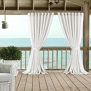 Elrene Home Fashions Carmen Sheer Indoor/Outdoor Tieback Curtain Panel, 114 x 108  - White