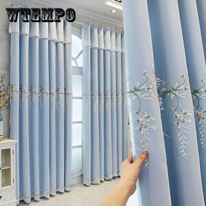 WTEMPO Modern European Style Curtains for Living Room Dining Bedroom Chenille Gray Curtain Embroidered Luxury Custom Size Window