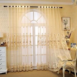 WTEMPO European Royal Luxury Beige Tulle Curtains for Bedroom Window Curtains for Living Room Elegant Drapes European Home Decor