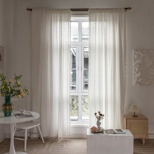 SHEIN 1pc Embroidered Semi Blackout Window Curtain Beige 200*150,160*150,180*150,220*150,240*150,260*150,300*150