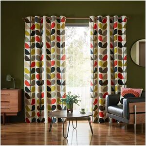 Orla Kiely Multi Stem Pair Lined Eyelet Curtains - Multi - Unisex - Size: W117 x Drop 137cm