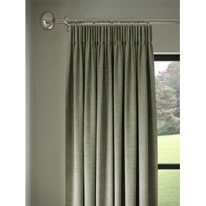 John Lewis Textured Weave Recycled Polyester Pair Blackout/Thermal Lined Pencil Pleat Curtains - Sage - Unisex - Size: W228 x Drop 228cm