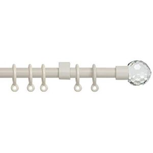 SPEEDY 13-16mm Acrylic Ball Extendable Complete Curtain Pole Set, Cream, 120-200cm