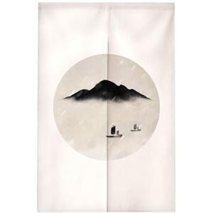 Surwin Japanese Noren Doorway Curtain Chinese Style Print Cotton Linen Door Curtain Window Treatment Tapestry for Decorative Bistro Kitchen Partition Shading Home (65x90cm,Black White)