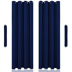 John Aird Eyelet Thermal Energy Saving Blackout Curtains Inc Tie Backs (Navy, 229cm Width x 183cm Drop (90"x 72")