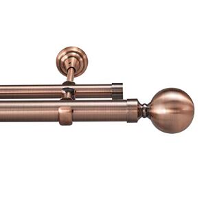 Your Home Online Designer Metal Double Curtain Pole Day & Night Rail Rod 28/19mm Chrome Brass (Antique Copper, 2m)