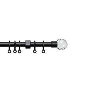 Speedy 13-16mm Acrylic Ball Extendable Complete Curtain Pole Set, Black, 120-200cm
