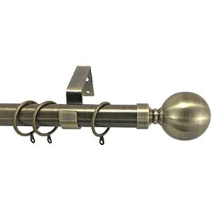 Your Home Online 28mm Diameter Metal Curtain Pole Various Finials & Lengths Polished Chrome, Antique Brass & Brushed Chrome (1.5m, Antique Brass)