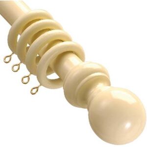 Speedy County 28mm Wood Curtain Pole Set, Cream, 300 Cm