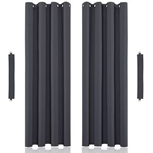 John Aird Eyelet Thermal Energy Saving Blackout Curtains Inc Tie Backs (Grey, 168cm Width x 229cm Drop (66"x 90")
