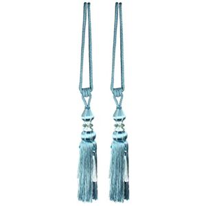 Andux Tassel Curtain Rope Polyester Windows Tieback for Home Decoration 1 Pair CLGQ-03 (Blue)