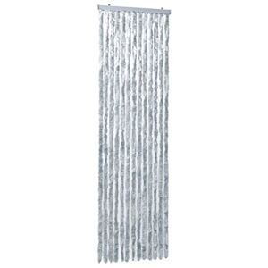 vidaXL Chenille Insect Curtain for Caravans and RVs - Soft, Silent, and Durable Pest Barrier - Water Resistant and Easy to Clean - 56x185 cm - White and Grey