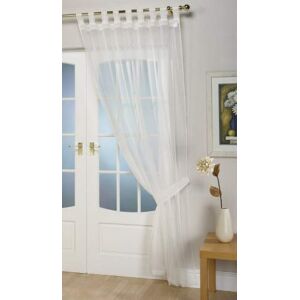 John Aird Woven Voile Tab Top Curtain Panel - Free Tieback Included (Cream, 60" Wide x 48" Drop)