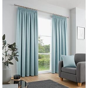 Fusion Duckegg Blue Pencil Pleat Curtains W46 x L54 (117 x 137cm), Blue Curtains for Living Room and Bedroom, Door Curtain, Pleated Curtains & Drapes, Blue