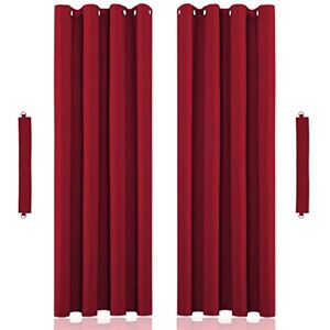 John Aird Eyelet Thermal Energy Saving Blackout Curtains Inc Tie Backs (Red, 229cm Width x 274cm Drop (90"x 108")