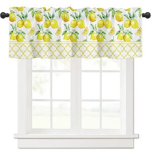 Surwin Blackout Short Curtains for Small Windows, Lemon Printed Day Cafe Curtain Kitchen Curtains Rod Pocket 1 Panel Valance for Living Room Bedroom Bathroom (yellow lantern,137x45cm)