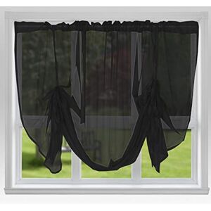 John Aird Voile Tie Blind Curtain Panels 59" Wide x 48" Drop (Black)