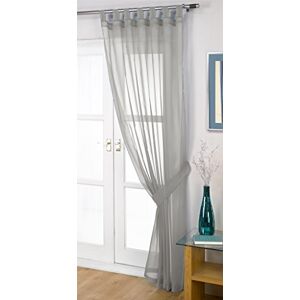 John Aird Woven Voile Tab Top Curtain Panel - Free Tieback Included (Silver/Grey, 60" Wide x 90" Drop)