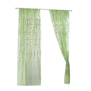 Janly Clearance Sale Willow Voile Tulle Room Window Curtain Sheer Voile Panel Drapes Curtain GN M, Home Decor for Easter Day (Green)
