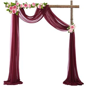 SYSUII Pelmet Chiffon Tulle Photo Background - 50 x 570 cm Wedding Curtain Decoration Wedding Arch Curtains Free Decoration for Party Wedding Birthday Christening Photography Wine Red