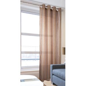 John Aird Leona - Muslin/Linen Effect Eyelet Ring Top Voile Curtain Panel - Tieback Included (Mocha, 56"x90")