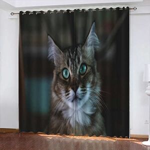 Generic 3D Printing Curtains Animal Cat 280(W) X 250(H) Cm Modern Polyester Material Fabric For Bedroom Decor Home Door Decoration Kitchen Living Room Bedroom Children'S Room 2 Panels -8P8Q+U5N4-7