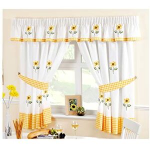 Alan Symonds Sunflower Kitchen Curtains (66" x 54") and Pelmet Set Yellow/Multi Gingham