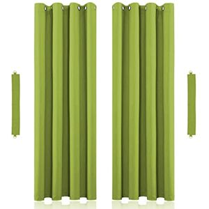 John Aird Eyelet Thermal Energy Saving Blackout Curtains Inc Tie Backs (Lime, 229cm Width x 229cm Drop (90"x 90")