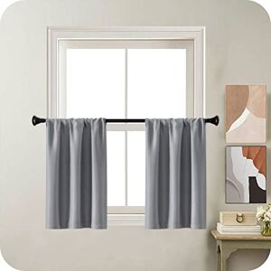 MRTREES Curtains For Bathroom Windows 36 Drop 2 Panels Light Grey Curtains For Kitchen Curtain Pelmet Curtains For Kitchen Curtains 36 Drop 30x36 Inch 75x90 CM