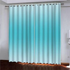 Generic Curtains For Bedroom Eyelet Blackout Curtains Blue Gradient Super Soft Polyester Solid Eyelet Darkening Curtain 3D Printing Thermal Insulated Curtains For Girls Room 280(W) X 250(H) Cm -8B2U+P5C3-9