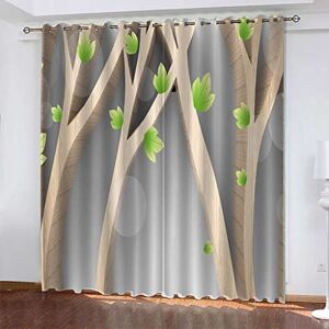 Generic Blackout Curtains For Living Room Fashion Plant Leaves 280(W) X 250(H) Cm Window Curtains 3D Printed Blackout Curtains - 2 Panels Set - Polyester Thermal Insulated Grommet Window Drape -9V1U+F5P6-3