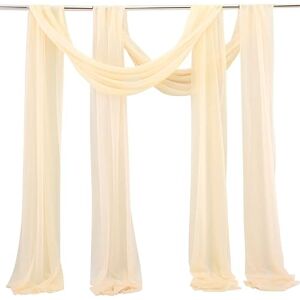 SYSUII Pack of 2 75 x 600 cm Pelmet Transparent Hands-Free Decoration Transparent Voile Decorative Wedding Arch Curtains Background Curtain Decoration for Bedroom Living Room Photography Champagne